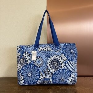 Vera Bradley Blue Star Medallion Dual Compartment Travel Insulated Tote Bag NWT